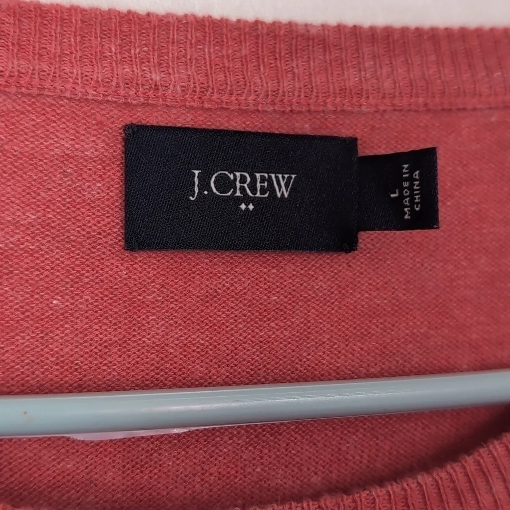 J Crew Heather Red Crewneck Linen Blend Knit Top Size Large